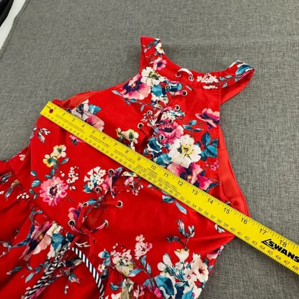 Trixxi Clothing Company Dress Girls XL Fit & Flare Floral Red Blue Pink Crisscro